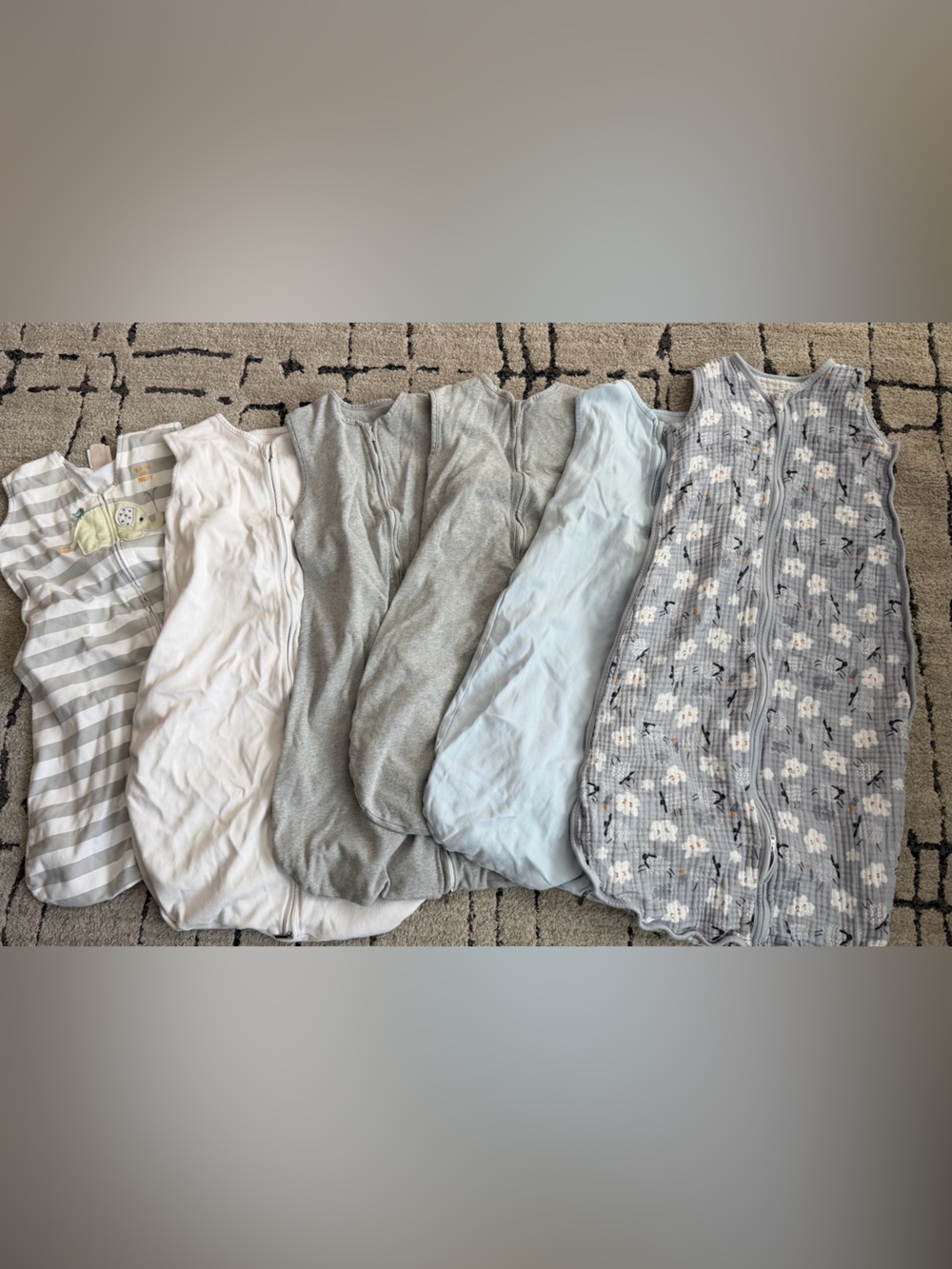 Kids Sleep Sack Bundle - Soft Gray, Light Blue, Cream, Patterned